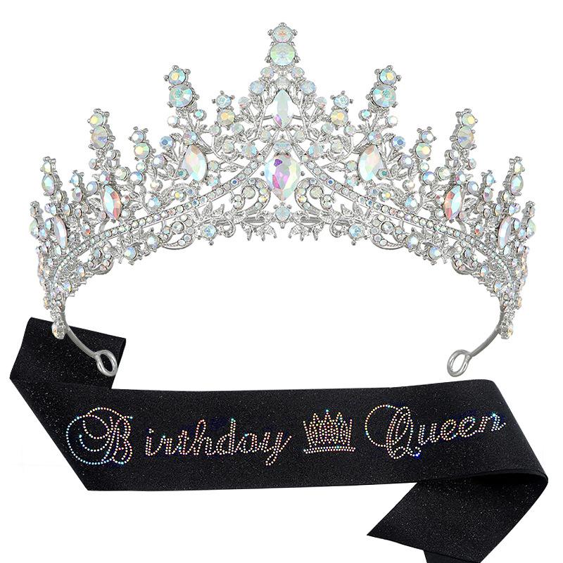 New Birthday Party Queen Crystal Crown Shoulder Strap Birthday Queen Glitter Pink Diamond Shoulder Strap Set 2026