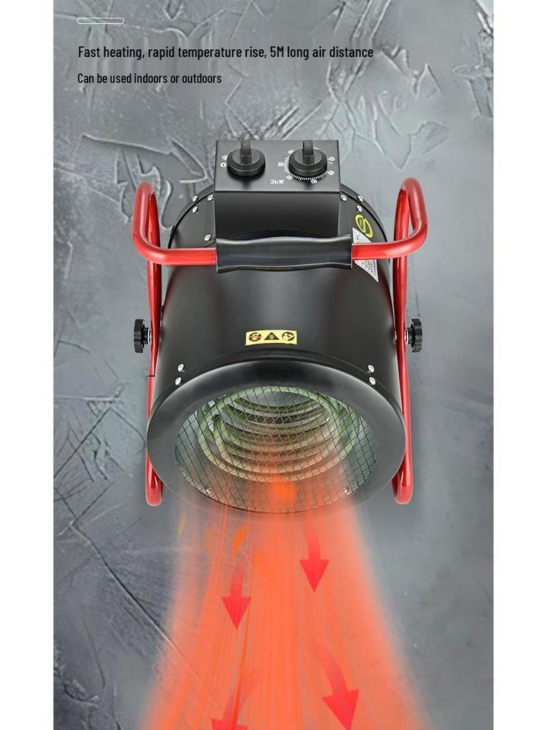 Compact High-Power Industrial Fan Heater for Rapid Heating, Ideal for Home, Breeding Farms, and Desktops.