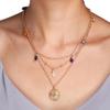 Women's Necklace Retro Style Disc 3-layer Geometric Cactus Colored Gemstone Necklace