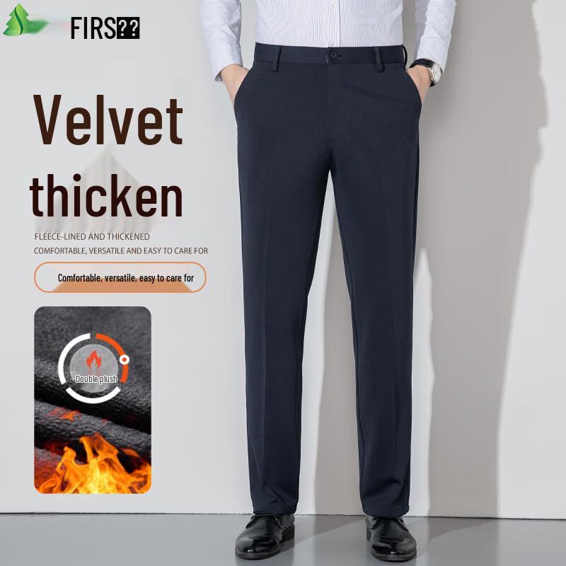 

Shanshan Men s Fleece-Lined Straight Business Casual Pants 33