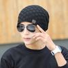 Men Knitted Hat Winter Beanie Cap Slouchy Cold Resistant Solid Color Warm High Elastic Thick Plush Soft Anti-slip Decorative Men Outdoor Cycling