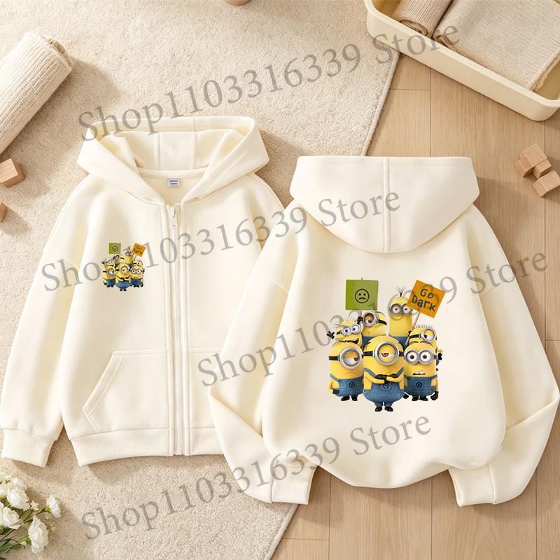 New Minionses Kids Zipper Hoodies Coats Girl Boy Sweatshirt Clothes Long Sleeve Harajuku Pullovers Casual Hooded Tops GIFT 2026