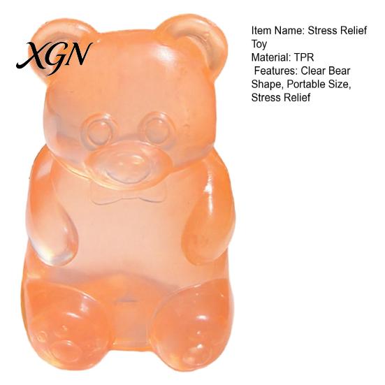 Anxiety Relief Toy Clear Bear Squeeze Stress Shape TPR Sugar Ball Sensory Soft Stretchy Decompression Fidget