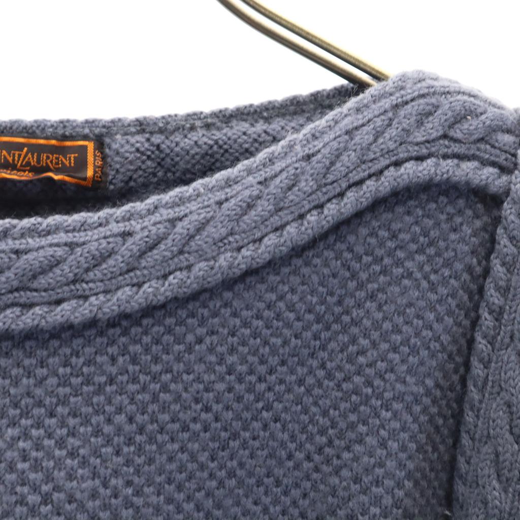 YVES SAINT LAURENT 80s 90s Old Long sleeve sweater M Blue knit Women Used
