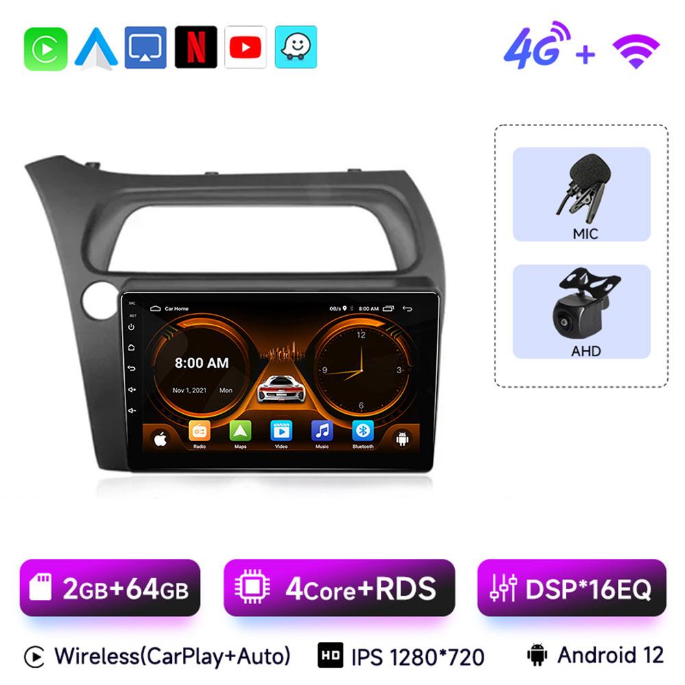 JIUYIN For Honda Civic Hatchback 2006-2011 Android 13 Car Radio Multimedia Video Navigation 2 Din Stereo DVD Head Unit  Carplay