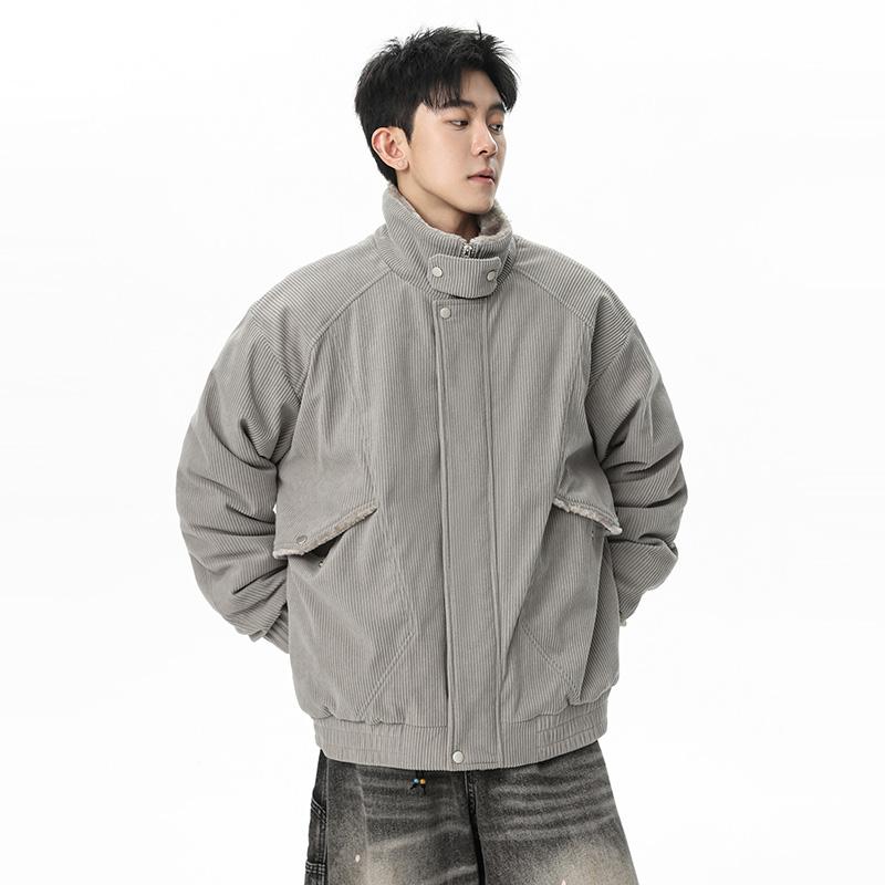 Winter Corduroy Hooded Cotton Jacket for Men, Men's Jacket with Thick Velvet, Casual and Simple Cotton Jacket