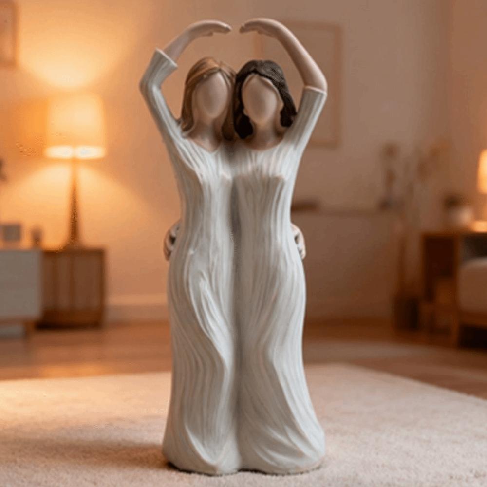 Sister Mother and Daughter Statue Hand-Painte Family Sculpture  Mothers Day