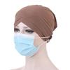 Women Solid Color Front Cross Beanie Bonnet Breathable Hat Cap with Button