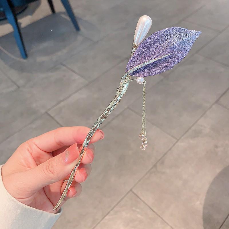 Four Seasons Chinese Tassel Hairpin: Ancient Style Hanfu with Fresh Pearl and Jiangnan Classical Cheongsam Hair Accessory