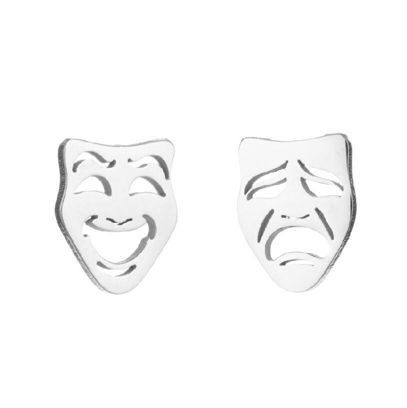 Halloween Cherry Studs, Mushroom Earrings & Hollow Bear Paw Heart Ear Cuff - Stainless Steel Jewelry