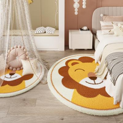 Cartoon Nordic Round Carpet for Living Room, Study, or Bedroom – Kids' Coffee Table Mat & Bedside Floor Rug