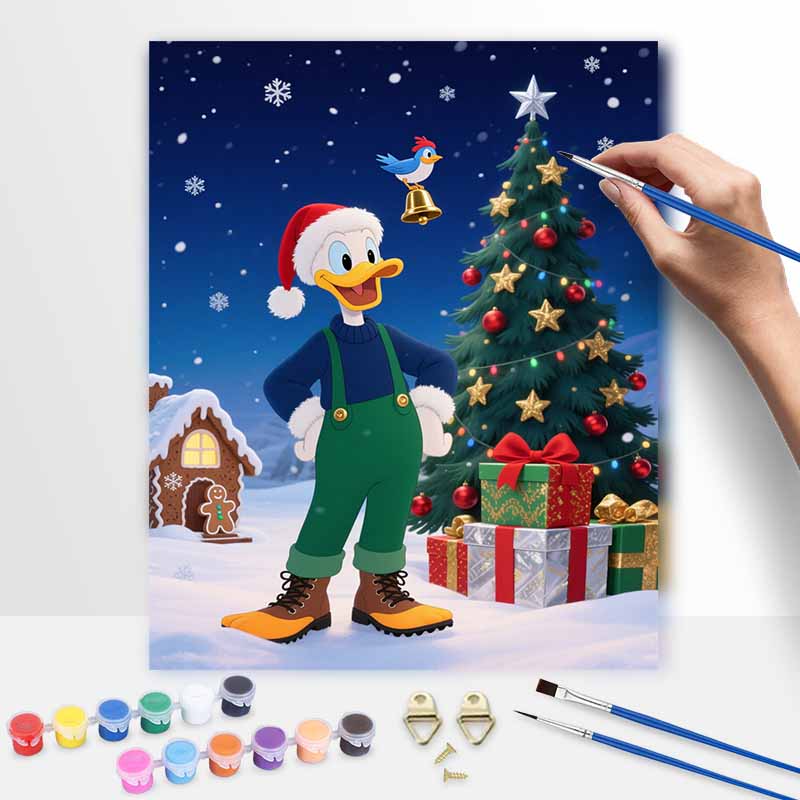 Disney Donald Duck Christmas Tree Paint by Numbers Painting Kit Hand Painted Home Decor Gift