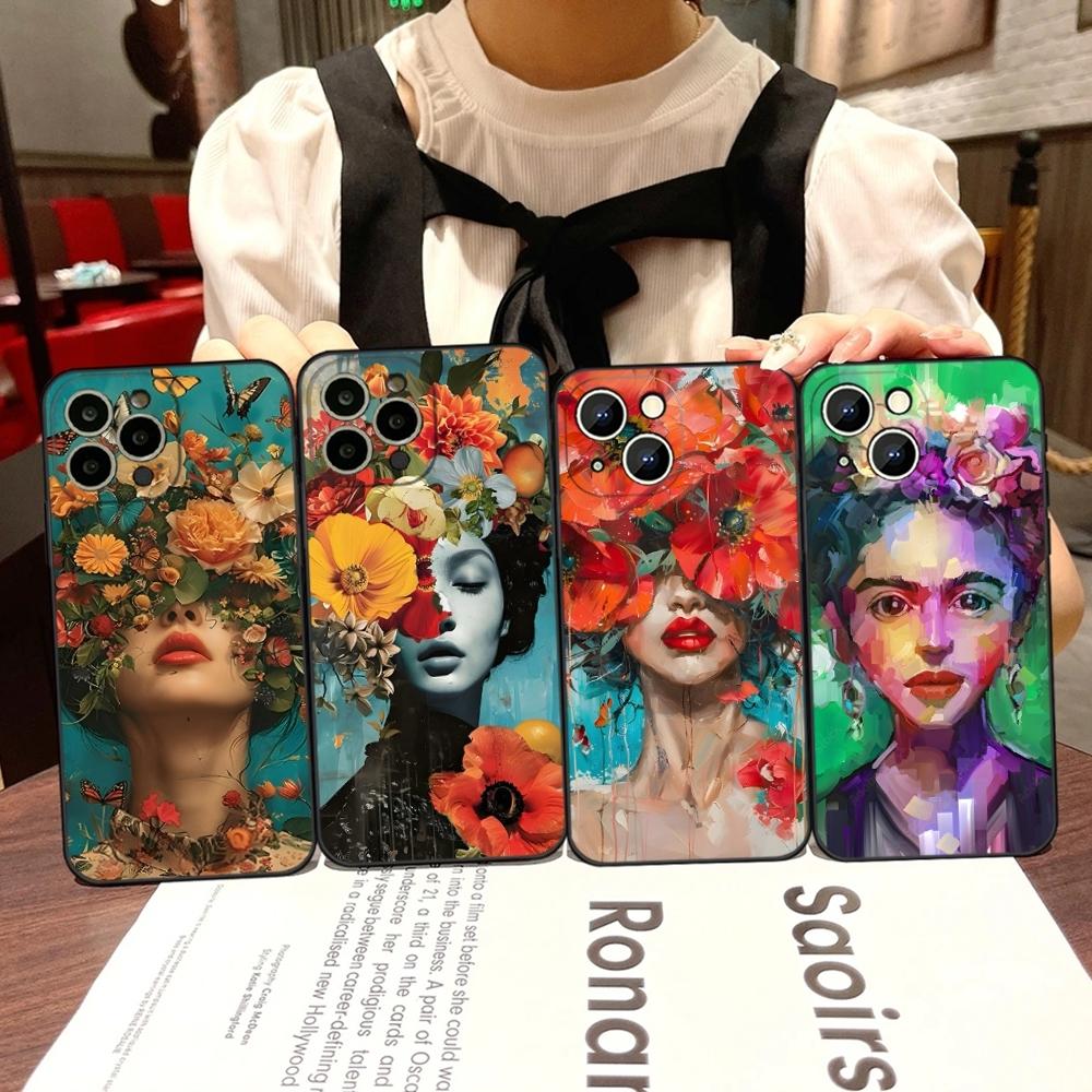 Abstract Flowers Girl Art Phone Case For Iphone 17 Air 15 Pro Max 14 Pro 16 Plus 12 13 11 Xr X Xs 8 7 Plus Back Cover
