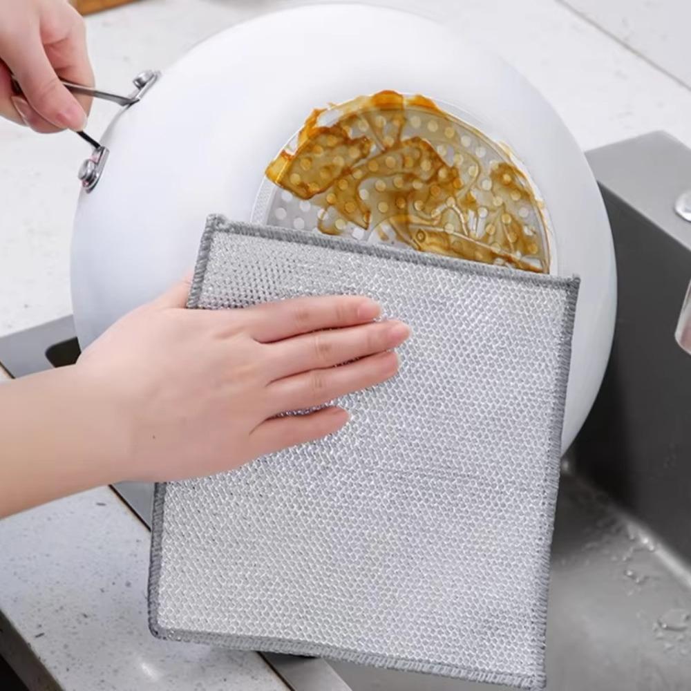10pcs Single Layer Wire Dishwashing Rags Cleaning Products Kitchen Stovetop Dishwashing Kitchen