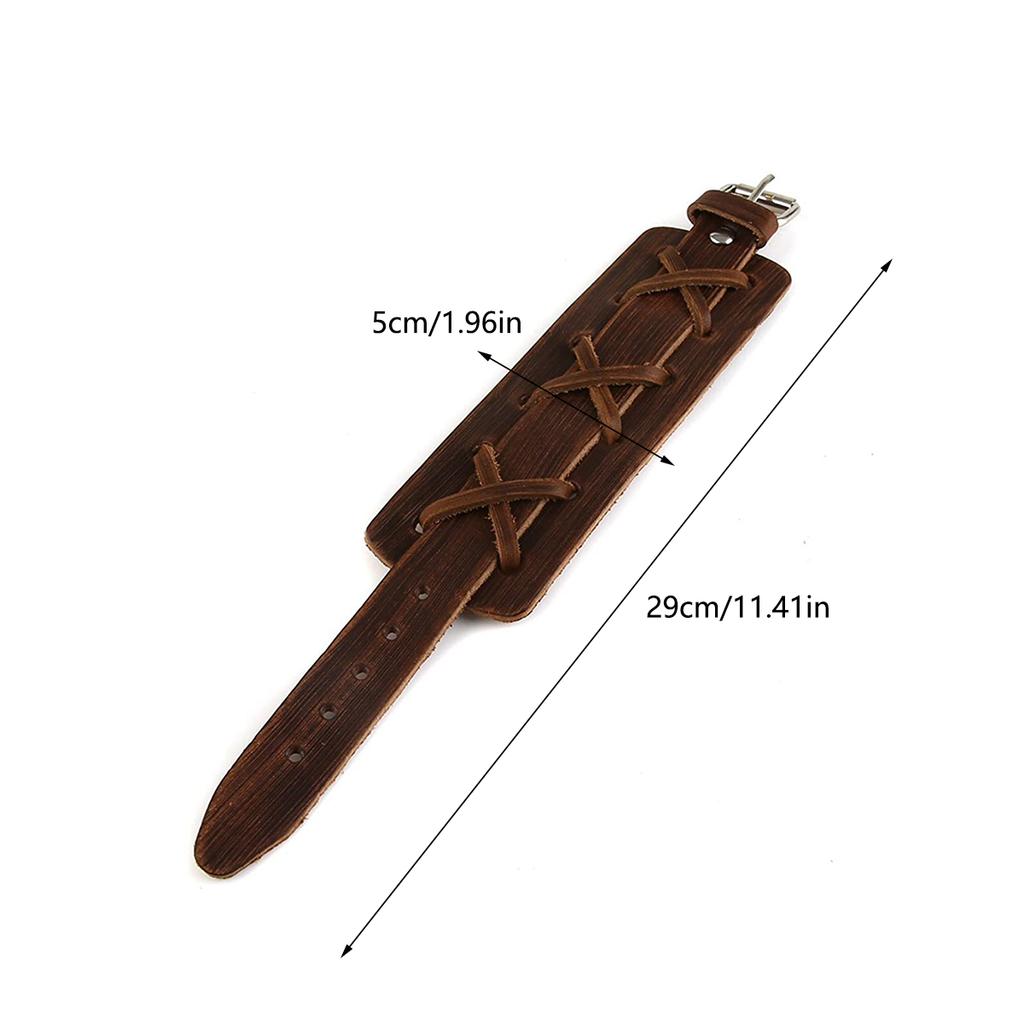 1pc Vintage Punk Genuine Leather Bracelet Bangle for Men Handmade Leather Wristband Steampunk Jewelry Male Bracelets