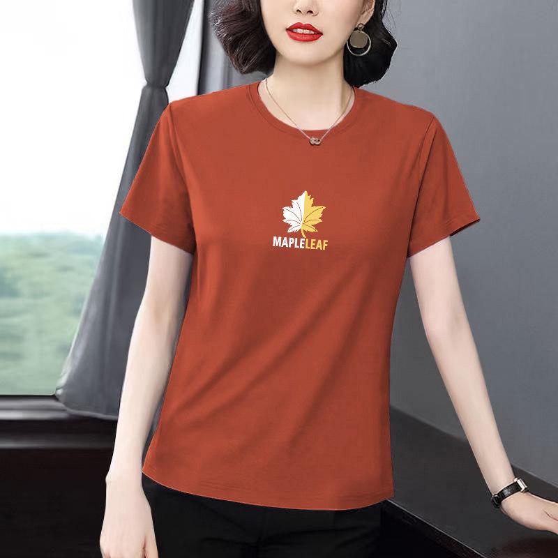 

Women s 2026 Summer Round Neck Short Sleeve Loose Fit Plus Size Age-Reducing T-shirt XL