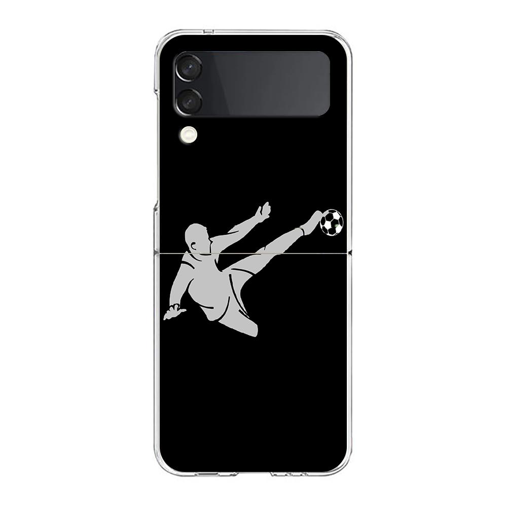 Football Player Soccer Art Clear Phone Case For Samsung Galaxy Z Flip 3 4 5 Hard Folding Shell For Samsung Z Flip3 Back Cover