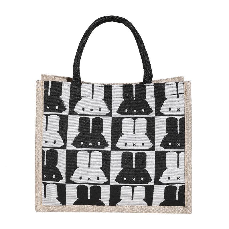 Women's Bag Simple Pure Linen Fashion Portable Magnetic Buckle Single Shoulder Bag Rabbit Bag