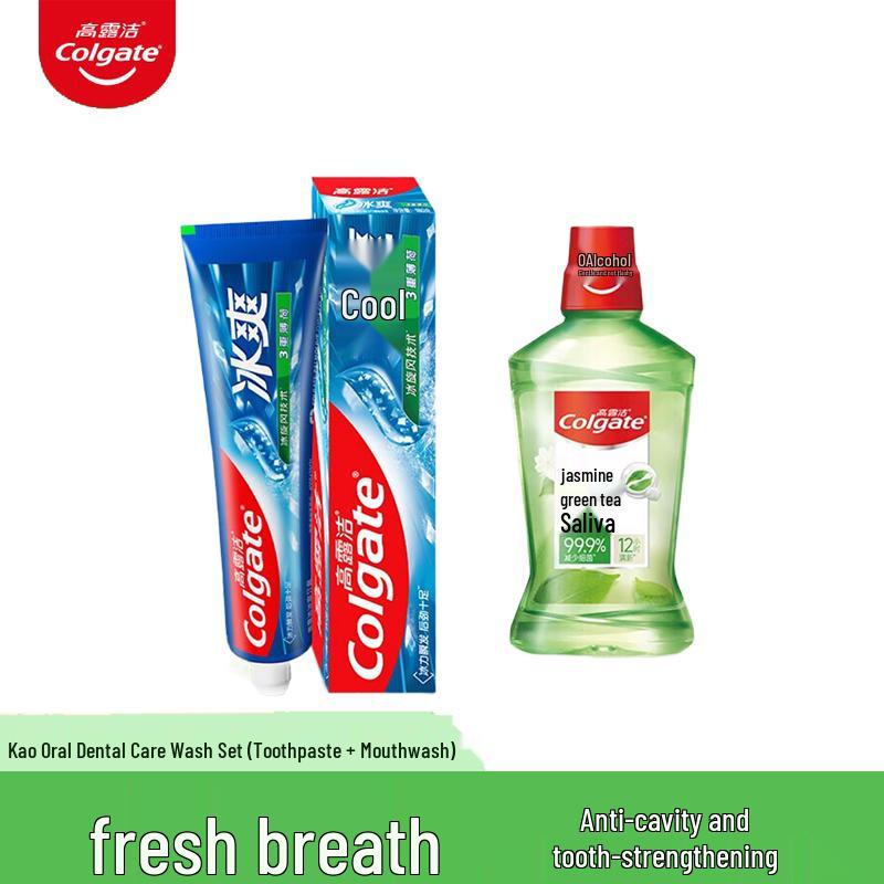 

Colgate Ice Mint Toothpaste & Jasmine Green Tea Mouthwash Oral Care Set
