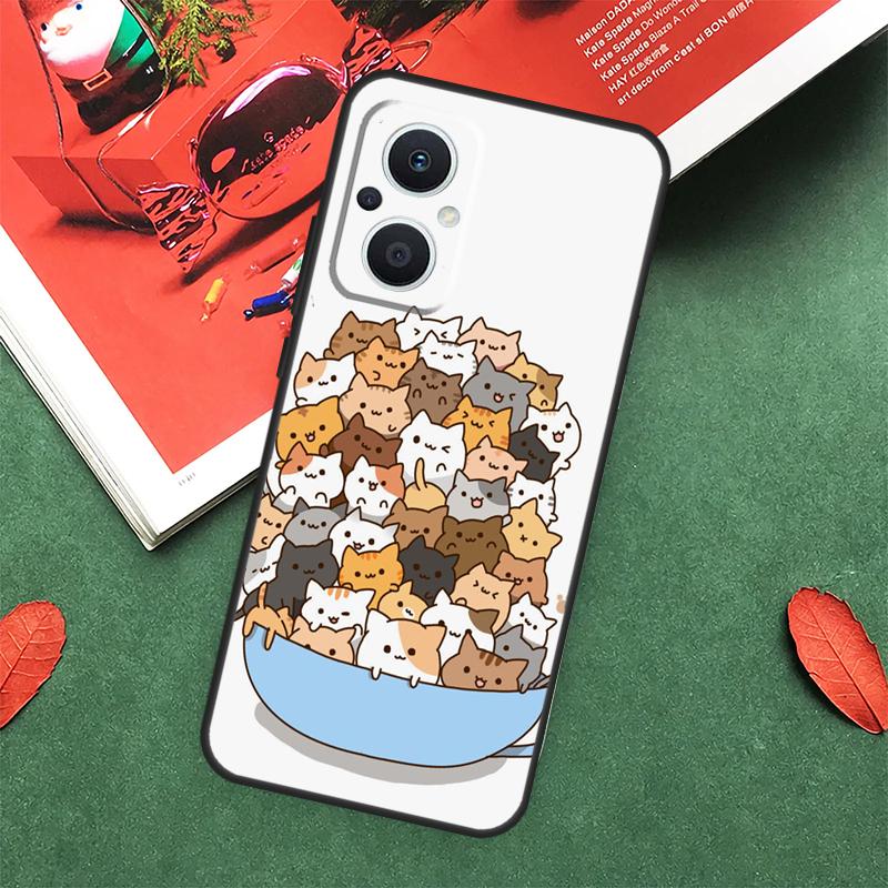 Kawaii Neko Cat Cover For OPPO Reno 5Z 4Z 2Z 8T 4 5 6 8 7 Lite 10 Pro OPPO Find X6 Pro X2 X3 X5 Lite Case