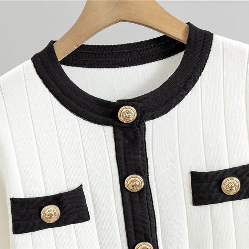 Women's Knitted Cardigan Skirt Two-piece Set for Autumn and Winter Contrast Sweater Knitted Pencil Skirt Suit Casual Outfits