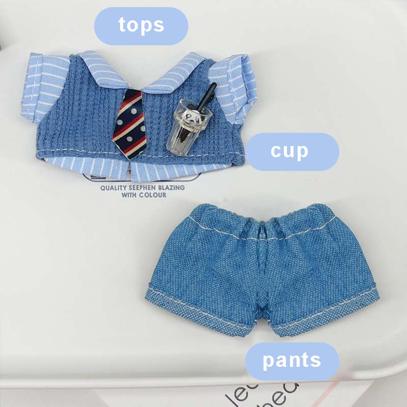 10cm Cotton Doll Clothes For Blue Brown Doll Blouse Pants Suit For Kawaii Doll Accessories Doll Dress-Up Play Toys Accessories