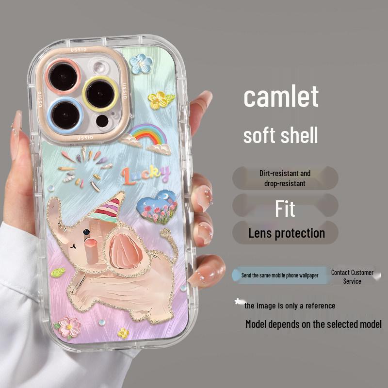 iPhone 17 Elephant Oil Painting Case; Also Fits 16 Pro Max, 15 with Lanyard, 14 Hot, and 13 Soft Models