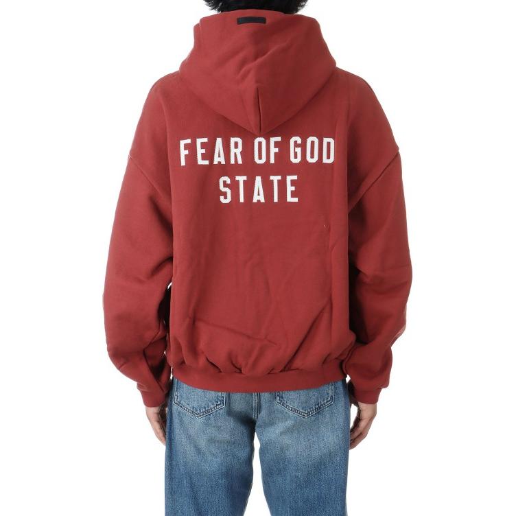 Fear of God Essentials Heavy Fleece Full Zip Hoodie Crimson Men Tops Red 192BT246246F