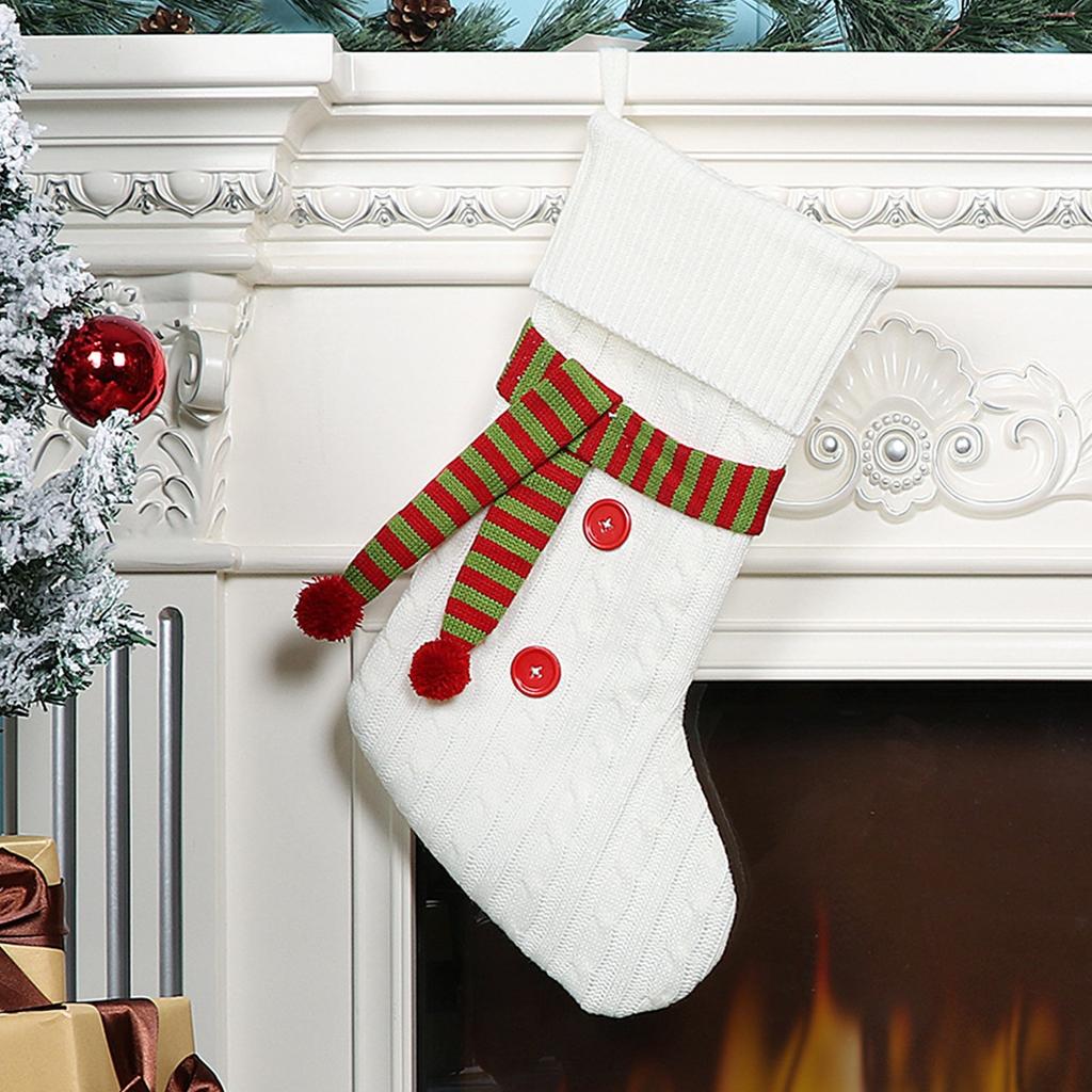 Christmas Knitted Scarf Socks Gift Bag Large Socks Decoration Gift Bag Christmas Tree Pendant Holiday Decoration Socks Gift Bag, 1pc