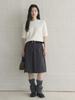Xu Man Retro Korean Pleated Wool Midi Skirt for Women