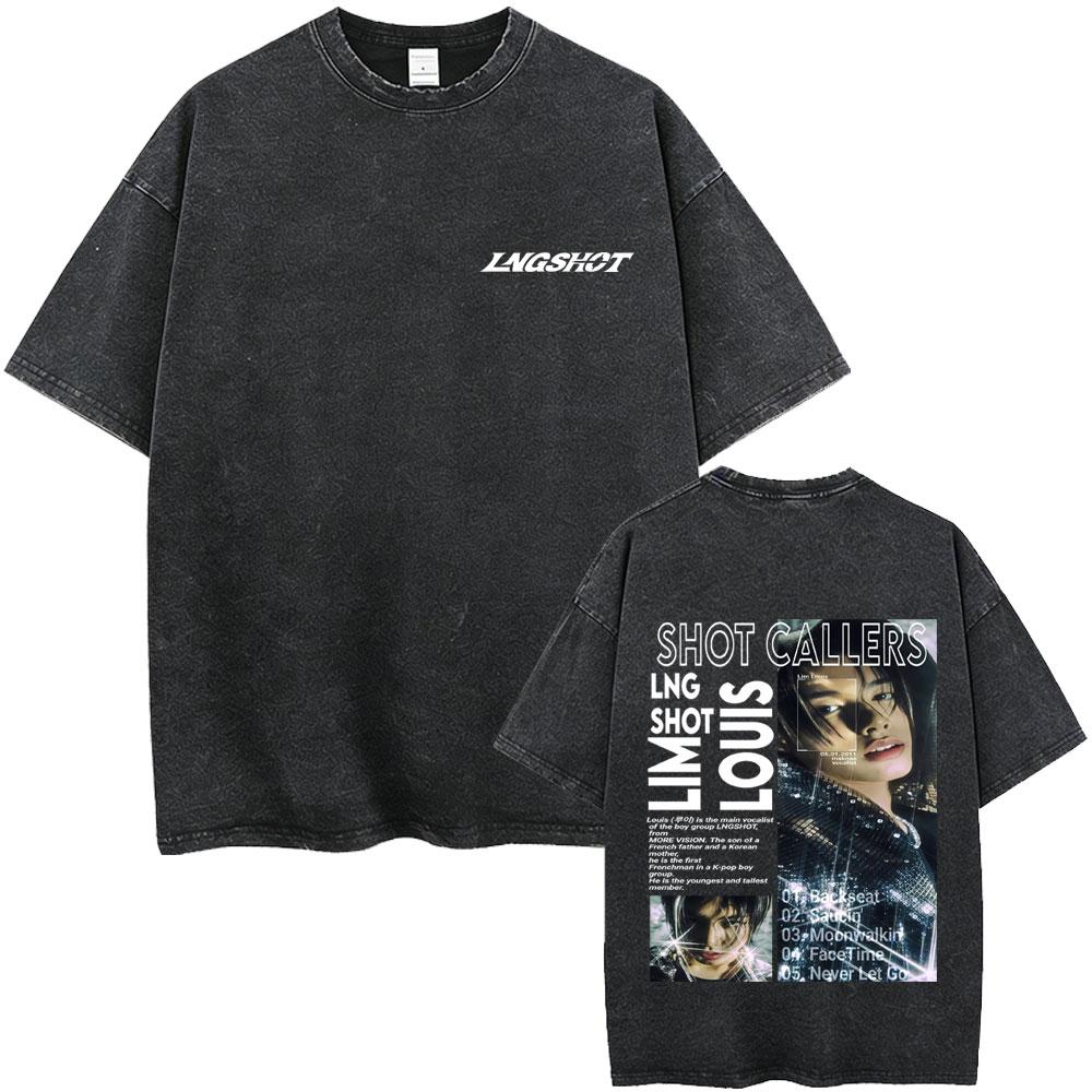 Washed Vintage Lngshot Cartoon Graphic T Shirt SHOT CALLERS Album 2026 Tshirts Men Women Kpop Fashion Trend Tshirt Streetwear
