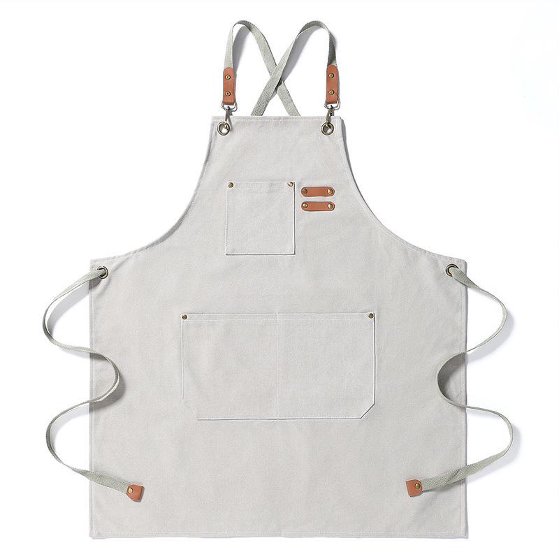 Waterproof Thickened Cotton Denim Apron - Oil and Stain Resistant, Solid Color Design for Household Kitchen Use
