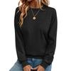 Women's Round Loose Neck Sweatshirt Long Sleeved Pullover Solid Color Hoodie