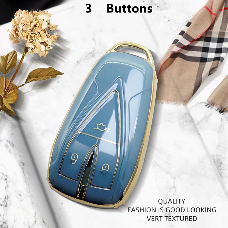 Luxurious Golden Edge Remote Key Case Cover For Changan CS35Plus CS55Plus CS75Plus   Protective Shell Car