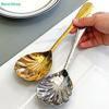 Shell-Shaped Soup Spoons - Stainless Steel Gold/Silver Cutlery with Textured Handle for Dining & Table Decor