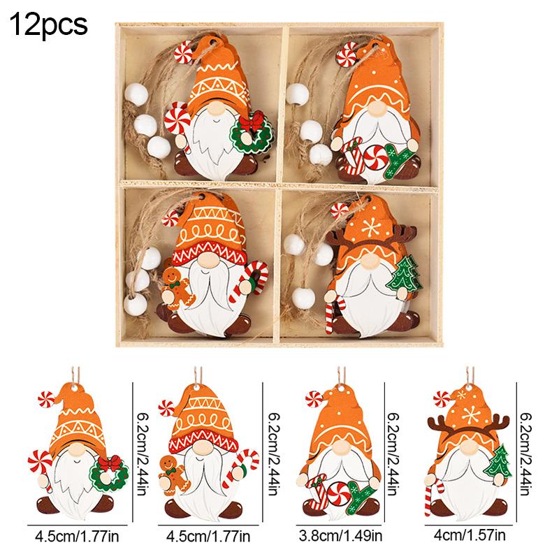 Christmas Wooden Pendants Gingerbread Man Gnomes Xmas Tree Hanging Oranment 2025 Noel Navidad Decorations for Home New Year Gift