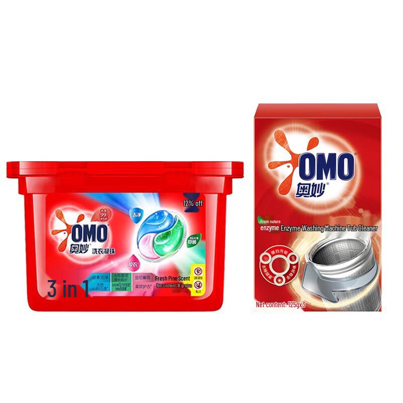 OMO Eucalyptus 3-in-1 Laundry Pods & Washing Machine Cleaner Set