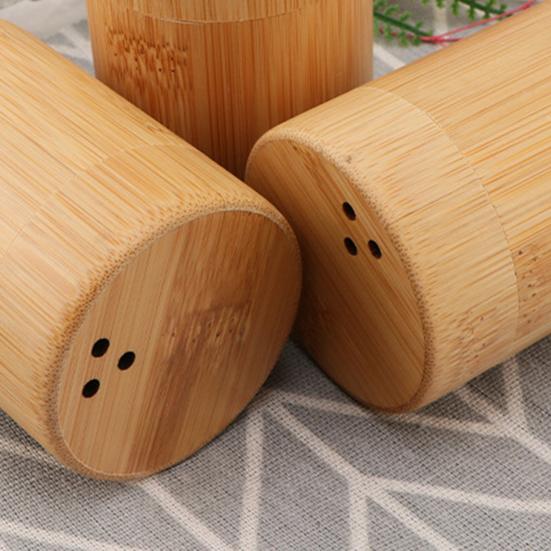 Toothpick Storage Box Wear-resistant for Home Compact Round Dustproof Bamboo Toothpick Dispenser Reliable Convenient Round