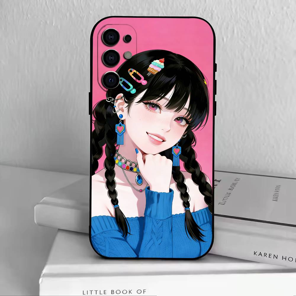 Cute Girl  Phone Case For Samsung S25,S24,S21,S22,S23,S30,Ultra,S20,Plus,Fe,Soft Silicone Black Cover