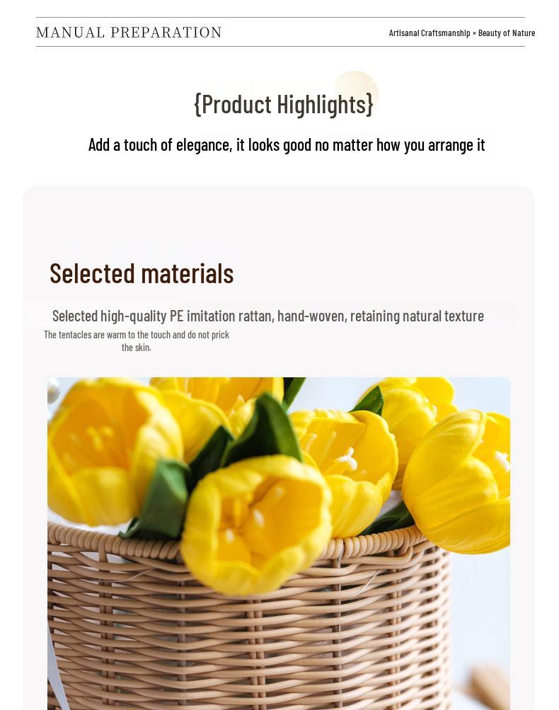 Imitation Rattan Pearl Handheld Flower & Fruit Basket