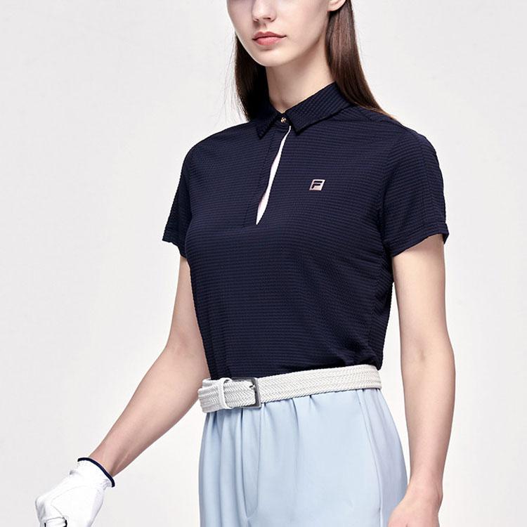FILA Solid Color Golf Polo Shirt Women tops Legendary-Blue A11W125156F-NV