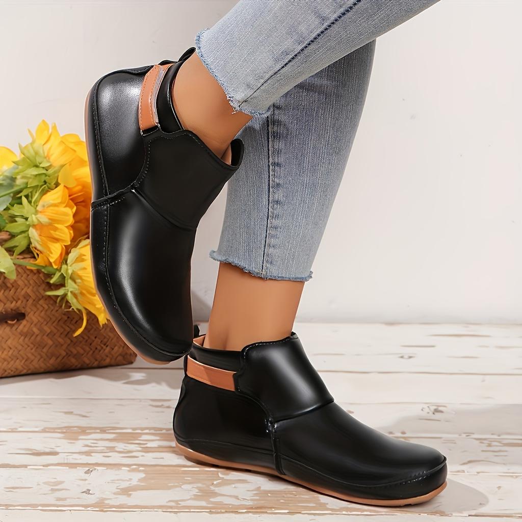 [Stylish Women's Boots] Stylish Women's Solid Color Boots | Soft Sole Platform Slip-On Casual Round Toe Boots - Versatile