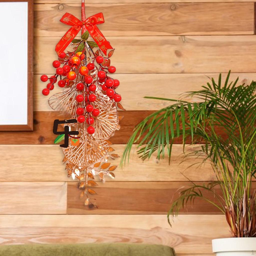 Chinesisches Jahr Dekoration Hängeartikel 18,9 Zoll Segensworte Rote Beeren für Zuhause Büro