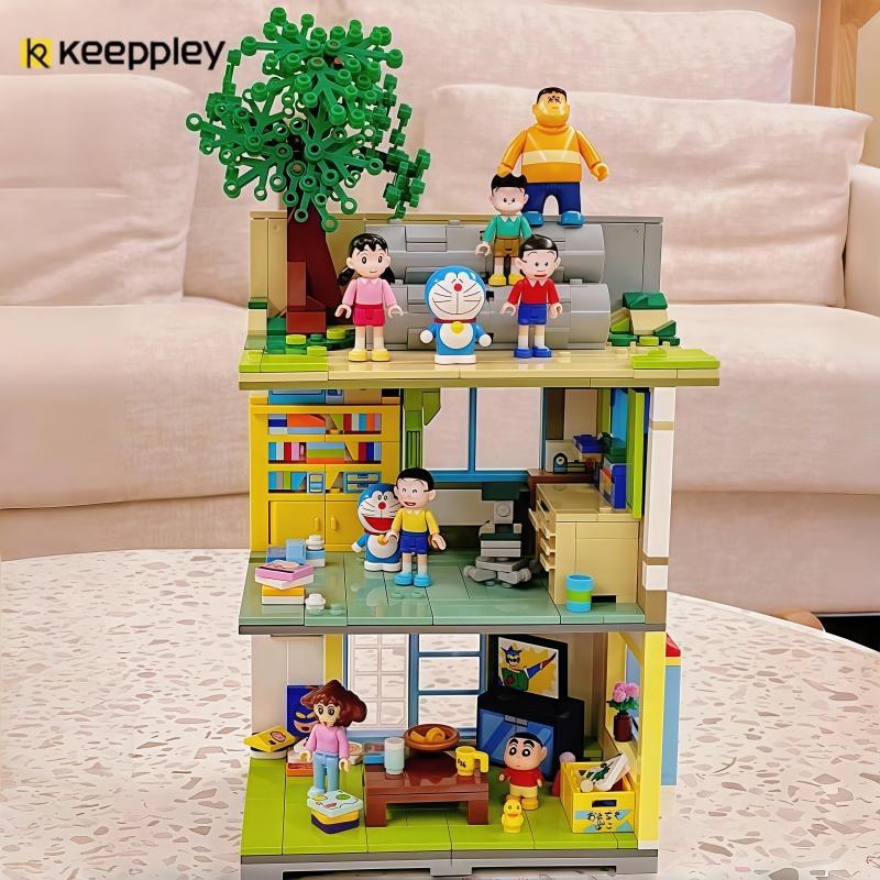 Keeppley Doraemon Series Building Blocks Cement Pipes Time Machine Puzzle Toys Children'S Toys Crayons Shin Chan Holiday Gifts