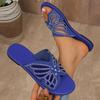 Women Slippers Rhinestone Butterfly Hollow Flat Shoes Ladies Beach Sandals Plus Size Solid Color Slippers Slides Women