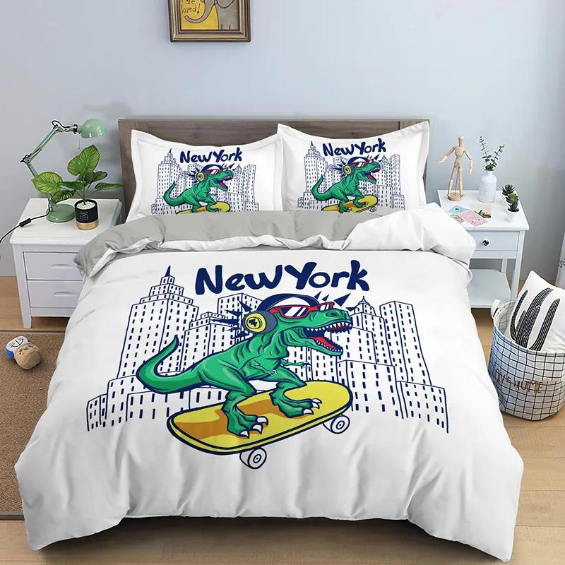 Cartoon Dinosaur Duvet Cover King Queen Size Jurassic World Theme Bedding Set Kids Ancient Animals 2/3pcs Polyester Quilt Cover