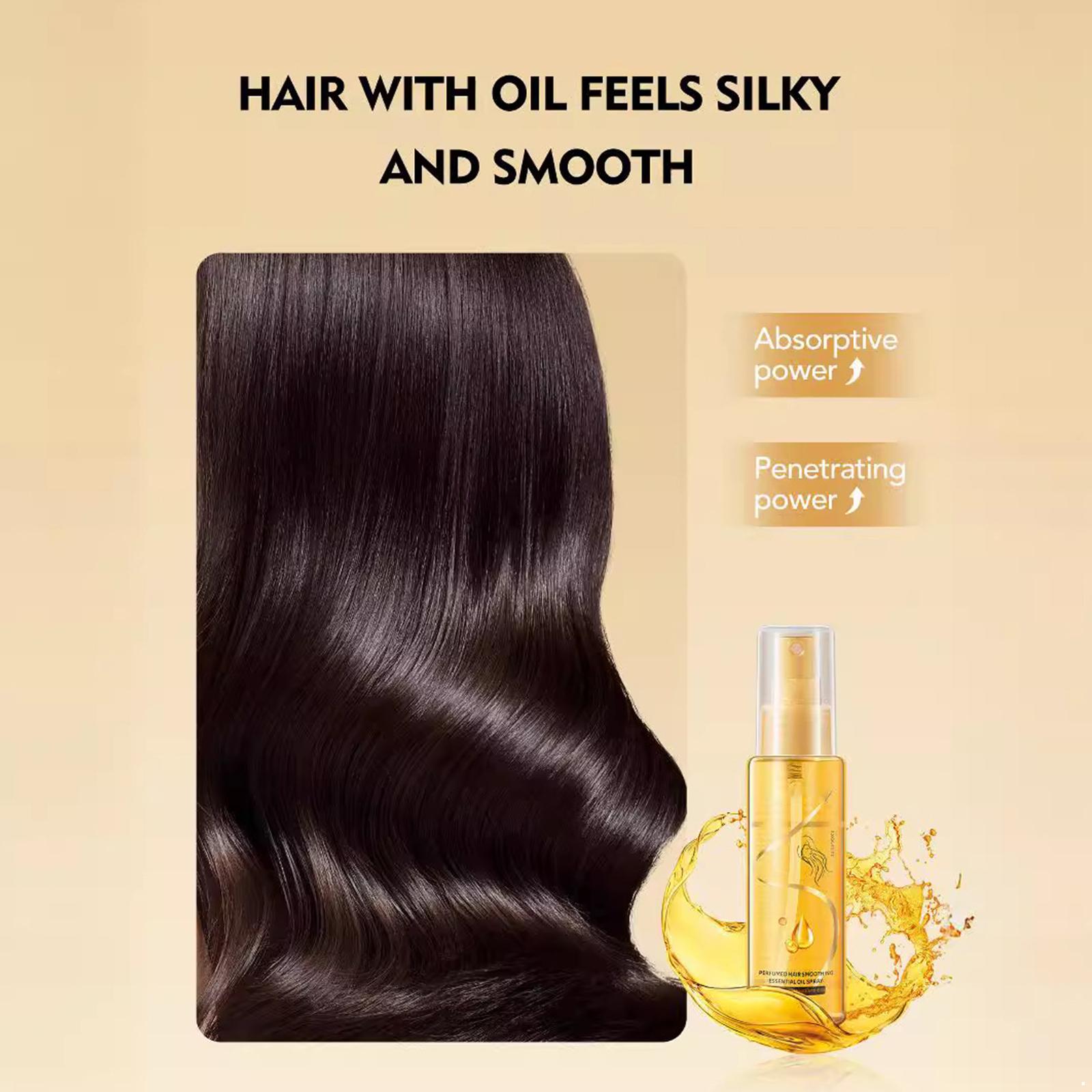 

Smoothing Hair Oil Spray for Frizz & Split Ends – 100ml Plant Extract Formula with Refreshing Scent, Nourishes All Hair Types One Size