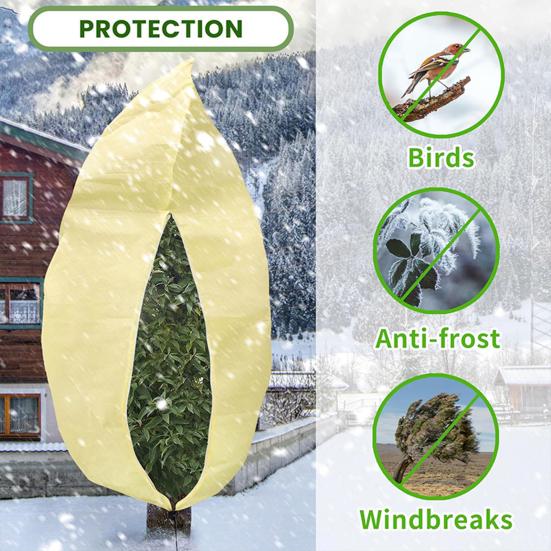 Plant Cold Proof Cover Freeze Protection Cover with Zipper Drawstring Breathable Frost Blanket for Outdoor Winter Shrubs Trees Potted Plants