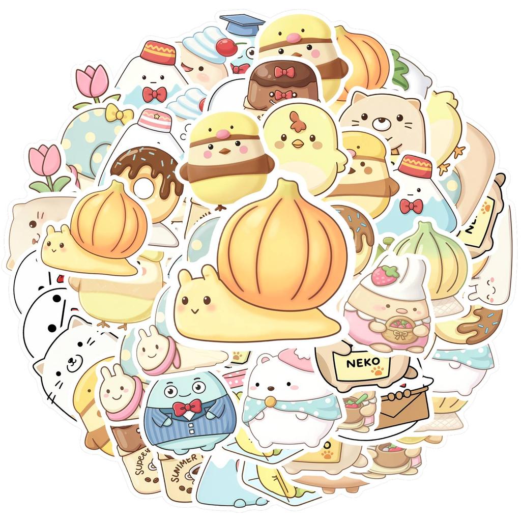 35pcs-50pcs Cute Cute Cartoon Stickers Whimsical Food Stationery Stickers Stickers For Laptop Luggage Scrapbook
