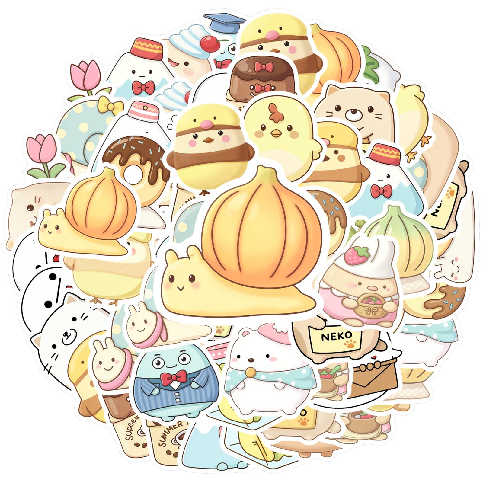 35pcs-50pcs Cute Cute Cartoon Stickers Whimsical Food Stationery Stickers Stickers For Laptop Luggage Scrapbook